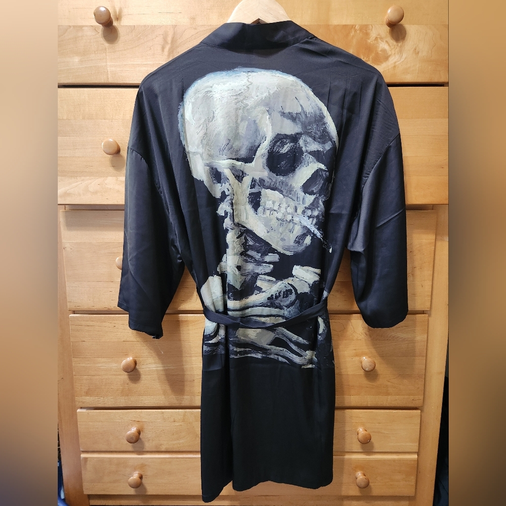Vincent Van Gogh Skeleton Print Robe
